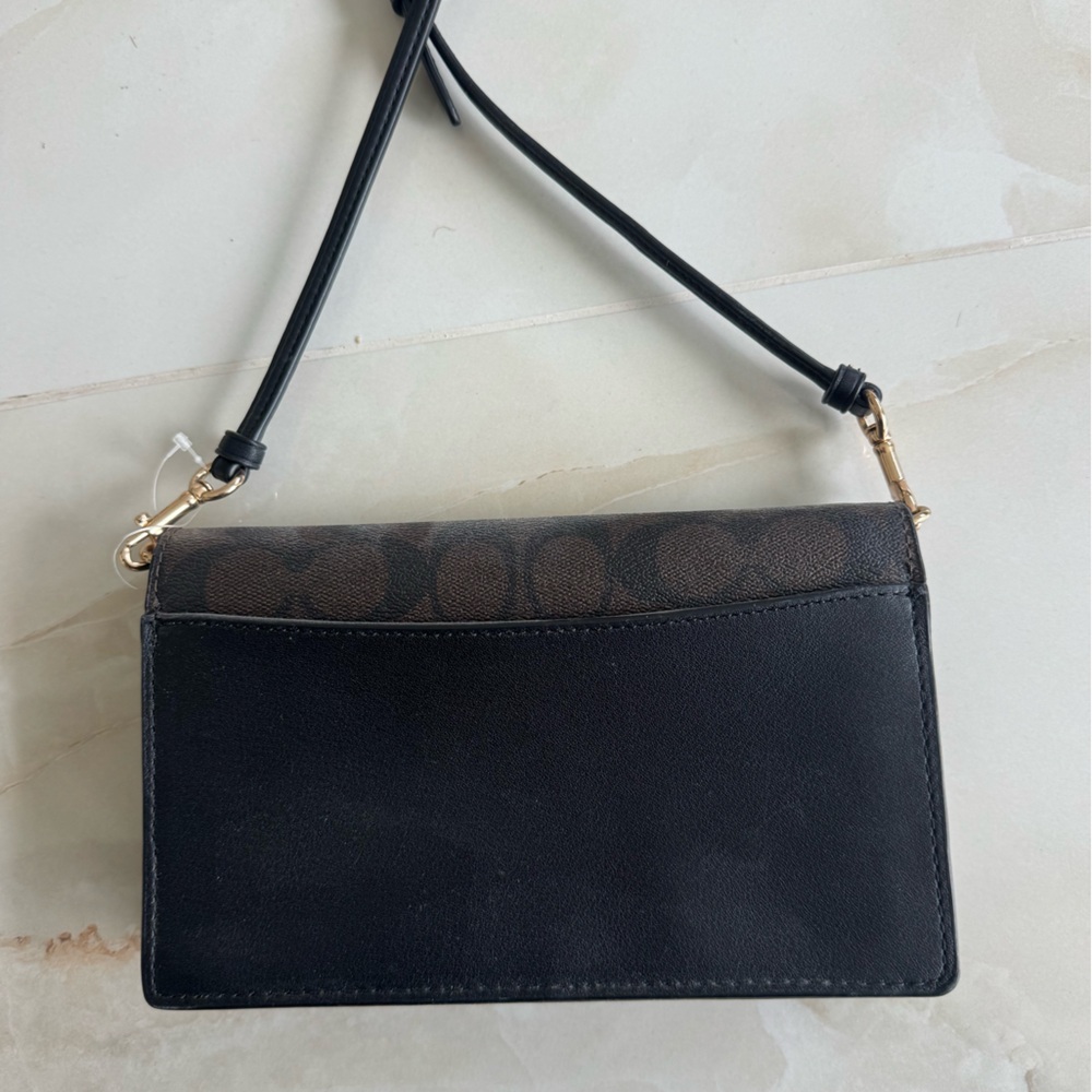Coach Brown Monogram Wristlet Wallet with Black Trim - Picture 4 of 4